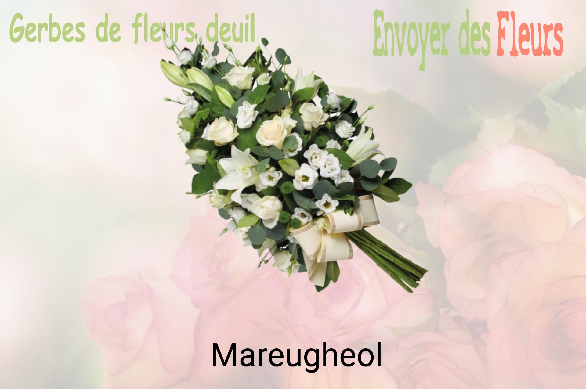 Gerbe de fleurs de deuil livrée à Mareugheol